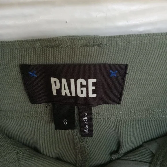 Paige Women's Becca High Waisted Laurel Green Pants Tapered Pockets Size 6 - Picture 8 of 16